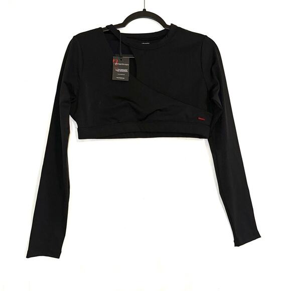 NWT n:Philanthropy Roxbury Cutout Black Long Sleeve Cropped Top XL - Picture 3 of 8
